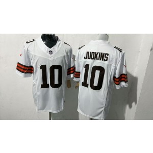 Nike Browns 10 Quinshon Judkins White F.U.S.E. Vapor Limited Men Jersey