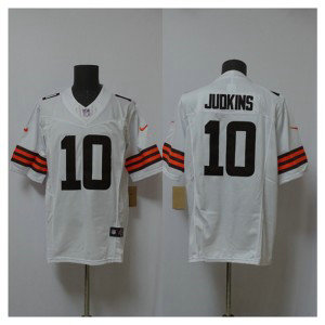 Nike Browns 10 Quinshon Judkins White F.U.S.E. Vapor Limited Men Jersey