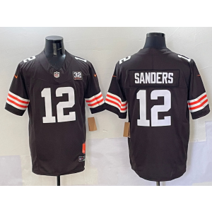 Nike Browns 12 Shedeur Sanders Brown 2025 Draft F.U.S.E. Vapor Limited Men Jersey with patch