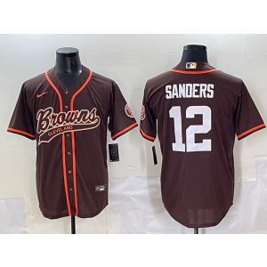 Nike Browns 12 Shedeur Sanders Brown Baseball Vapor Limited Men Jersey