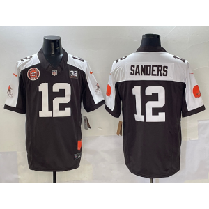 Nike Browns 12 Shedeur Sanders Brown Thanksgiving F.U.S.E. Vapor Limited Men Jersey