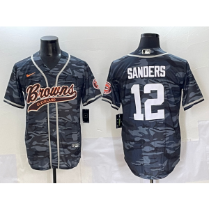 Nike Browns 12 Shedeur Sanders Camo Baseball Vapor Limited Men Jersey