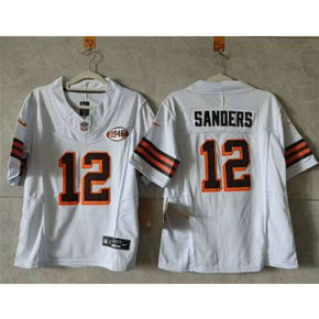 Nike Browns 12 Shedeur Sanders White 1946 Collection F.U.S.E. Vapor Limited Women Jersey(Run Small)