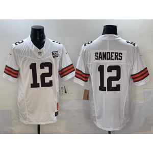 Nike Browns 12 Shedeur Sanders White 2025 Draft F.U.S.E. Vapor Limited Men Jersey with patch