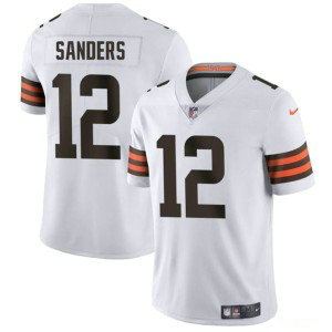 Nike Browns 12 Shedeur Sanders White 2025 Draft Vapor Limited Men Jersey