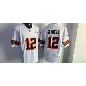 Nike Browns 12 Shedeur Sanders White F.U.S.E. Vapor Limited Men Jersey