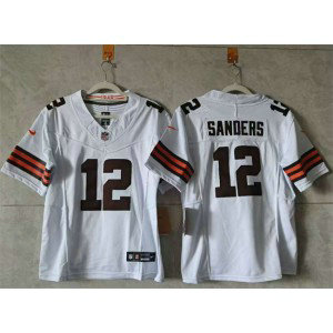 Nike Browns 12 Shedeur Sanders White F.U.S.E. Vapor Limited Women Jersey(Run Small)