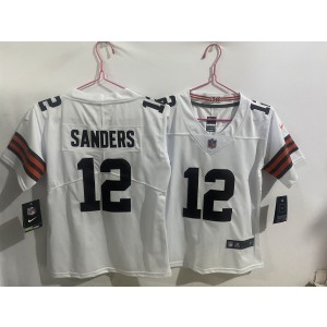Nike Browns 12 Shedeur Sanders White Vapor Limited Youth Jersey