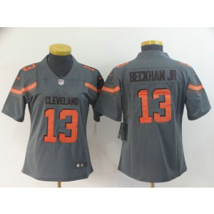 Nike Browns 13 Odell Beckham Jr. Grey Inverted Legend Women Jersey