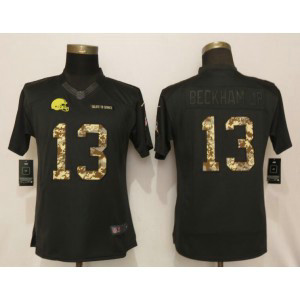 Nike Browns 13 Odell Beckham Jr Black Camo Salute to Service Limited Women Jersey