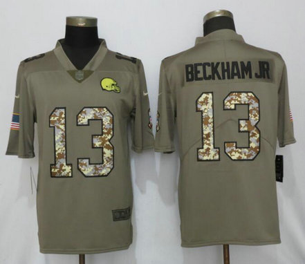 Nike Browns 13 Odell Beckham Jr Olive Camo Salute To Service Limited Jersey