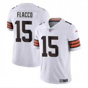 Nike Browns 15 Flacco White Vapor Untouchable Limited Men Jersey