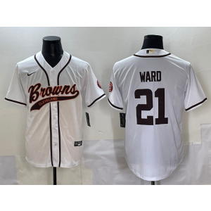Nike Browns 21 Ward White Baseball Vapor Limited Men Jersey
