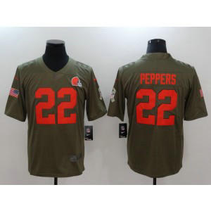 Nike Browns 22 Jabrill Peppers Olive 2017 Salute To Service Limited Men Jersey