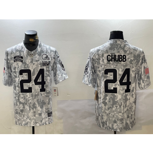 Nike Browns 24 Nick Chubb Arctic Camo 2024 F.U.S.E. Salute to Service Limited Men Jersey