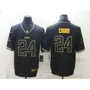 Nike Browns 24 Nick Chubb Black Gold Vapor Limited Men Jersey