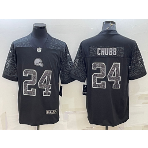 Nike Browns 24 Nick Chubb Black Reflective Vapor Limited Men Jersey