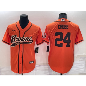 Nike Browns 24 Nick Chubb Orange Vapor Baseball Limited Men Jersey