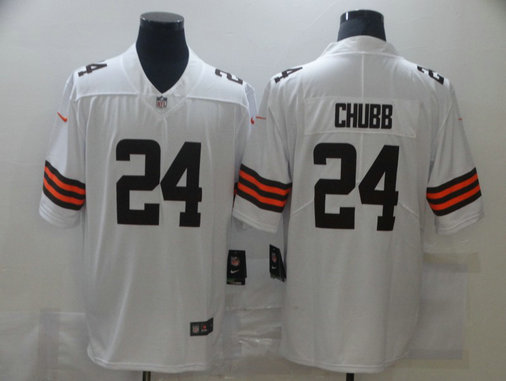 Nike Browns 24 Nick Chubb White 2020 New Vapor Untouchable Limited Jersey