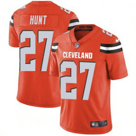 Nike Browns 27 Kareem Hunt Orange Vapor Untouchable Limited Men Jersey