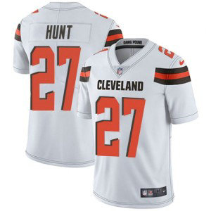Nike Browns 27 Kareem Hunt White Vapor Untouchable Limited Men Jersey