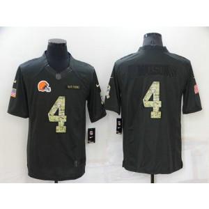 Nike Browns 4 Deshaun Watson Black Salute To Service Limited Men Jersey