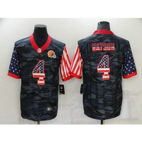 Nike Browns 4 Deshaun Watson Camo USA Flag Vapor Limited Men Jersey