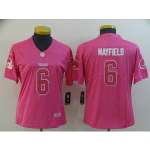 Nike Browns 6 Baker Mayfield Pink Women Jersey