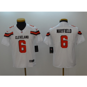 Nike Browns 6 Baker Mayfield White Vapor Untouchable Limited Youth Jersey