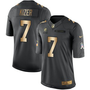 Nike Browns 7 DeShone Kizer Anthracite Gold Salute to Service Limited Men Jersey