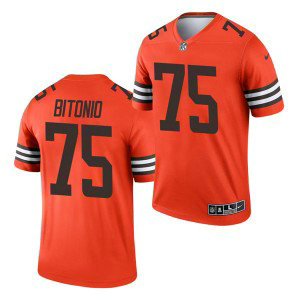 Nike Browns 75 Joel Bitonio Orange Inverted Legend Limited Men Jersey