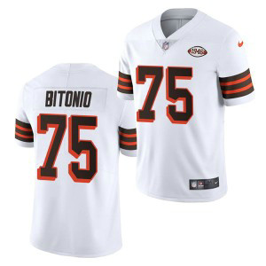 Nike Browns 75 Joel Bitonio White 1946 Collection Vapor Limited Men Jersey