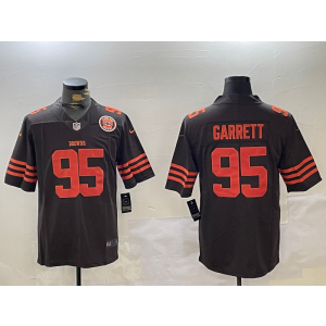 Nike Browns 95 Myles Garrett Brown Team Logo Vapor Limited Men Jersey