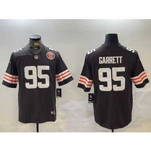 Nike Browns 95 Myles Garrett New Brown Team Logo Vapor Limited Men Jersey