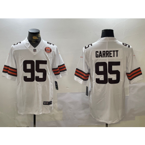 Nike Browns 95 Myles Garrett White Team Logo Vapor Limited Men Jersey