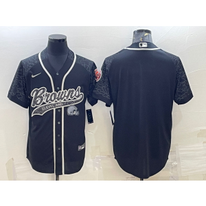 Nike Browns Blank Black Reflective Vapor Baseball Limited Men Jersey