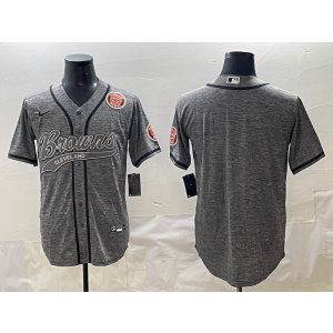 Nike Browns Blank Grey Baseball Vapor Limited Men Jersey