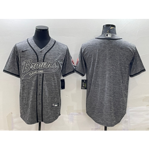 Nike Browns Blank Grey Vapor Baseball Limited Men Jersey
