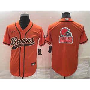 Nike Browns Blank Orange Vapor Baseball Logo Limited Men Jersey