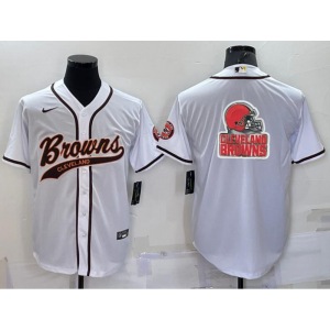 Nike Browns Blank White Vapor Baseball Logo Limited Men Jersey