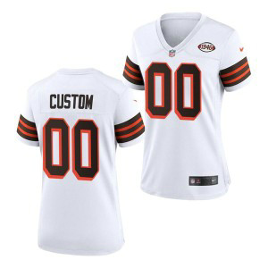 Nike Browns Customized 1946 Patch White Vapor Untouchable Limited Women Jersey(Run Small)