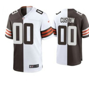 Nike Browns Customized White And Brown Split Vapor Limited Men Jersey