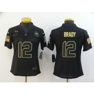 Nike Buccaneers 12 Tom Brady 2020 Black Salute To Service Limited Women Jersey