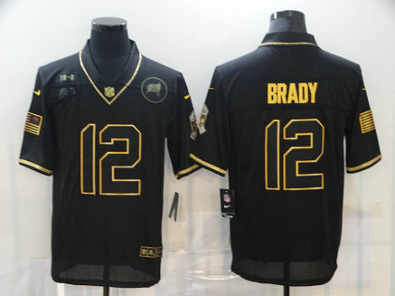 Nike Buccaneers 12 Tom Brady Black Gold 2020 Salute To Service Limited Jersey