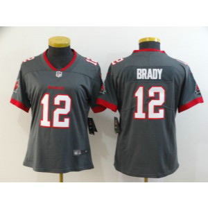 Nike Buccaneers 12 Tom Brady Grey 2020 New Vapor Untouchable Limited Women Jersey