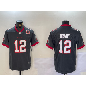 Nike Buccaneers 12 Tom Brady Grey Team Logo Vapor Limited Men Jersey