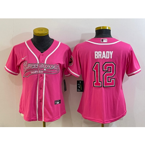 Nike Buccaneers 12 Tom Brady Pink Vapor Baseball Limited Women Jersey