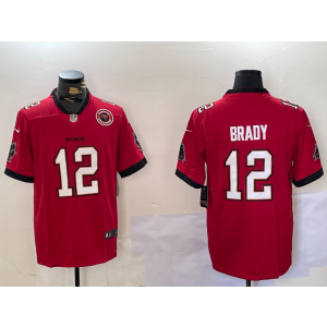 Nike Buccaneers 12 Tom Brady Red Team Logo Vapor Limited Men Jersey