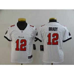 Nike Buccaneers 12 Tom Brady White 2020 New Vapor Untouchable Limited Youth Jersey