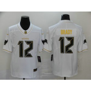 Nike Buccaneers 12 Tom Brady White Gold Vapor Limited Men Jersey